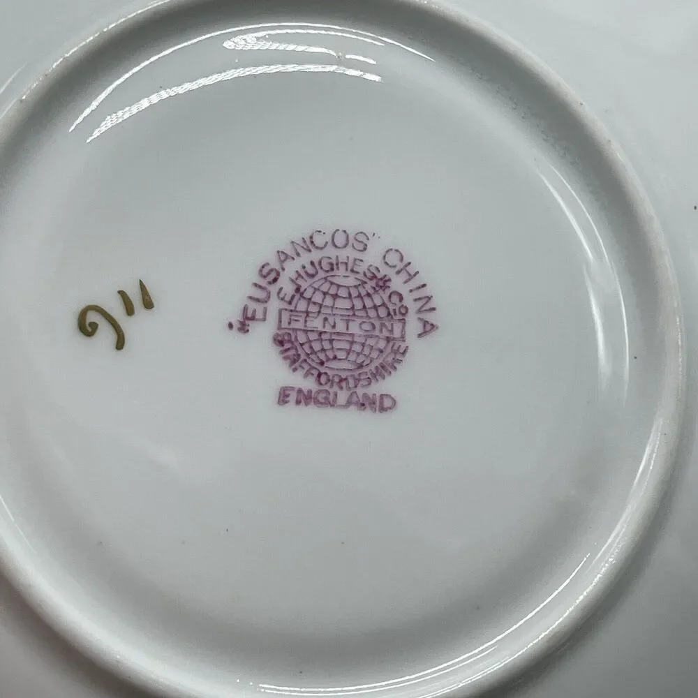 (4) Vintage e Hughes &‎ Co Fenton Saucers Staffordshire Eusancos China England